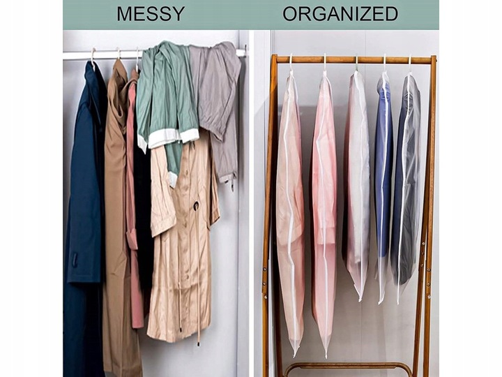 Pokrowce na ubrania transparent 3 rozmiary 10szt