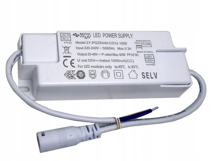 Zasilacz LED Driver 40w 1000mA 25-40v PF:0,9 do paneli led