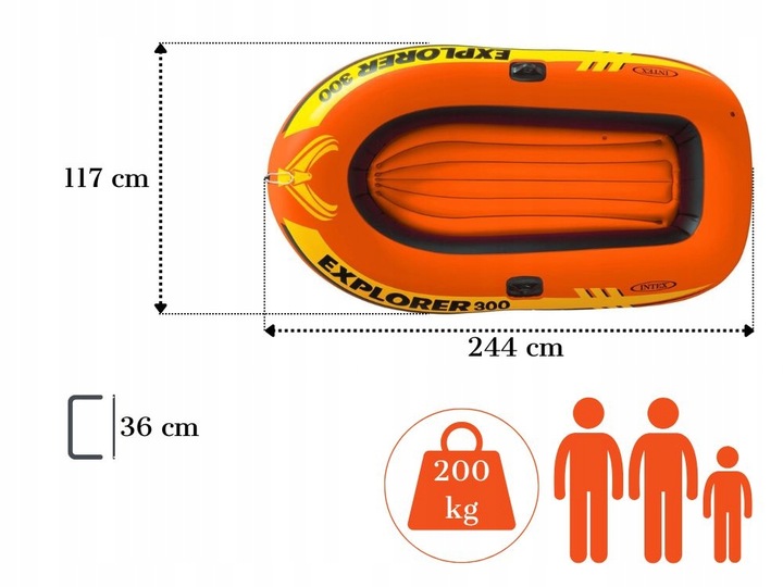 Ponton Intex Explorer 300 3os. Pompka + Wiosła 58358 MODEL 2024