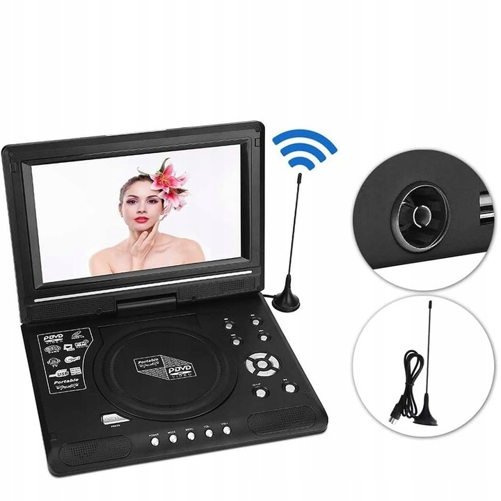 ODTWARZACZ PRZENOŚNY DVD EKRAN SAMOCHODOWY 7,8" INTERFEJS USB