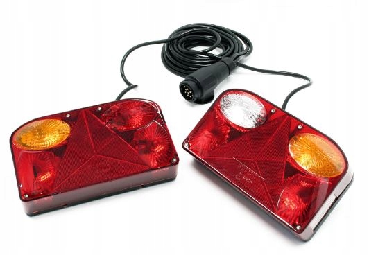 Lampy tylne do przyczepy lawety + wiązka instalacja 5m 13PIN