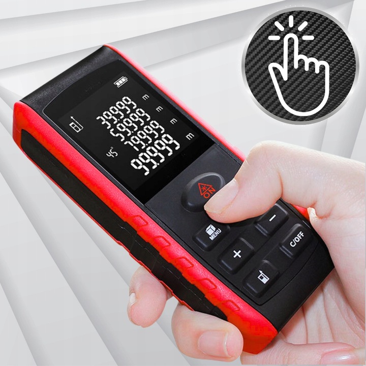 DALMIERZ LASEROWY 50M KĄTOMIERZ CYFROWY MIERNIK POZIOMICA LASEROWA LED