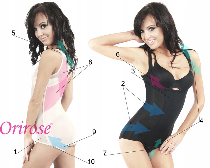 Orirose BODY mocno WYSZCZUPLAJĄCE modelujące brzuch talię biodra PUSH-UP