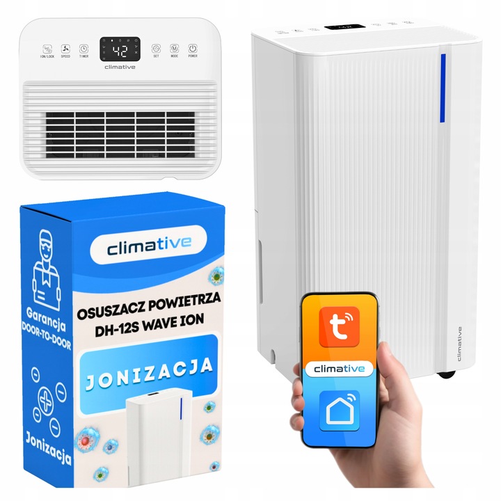 Cichy Wydajny Osuszacz Powietrza WAVE ION WIFI Pochłaniacz Wilgoci 40