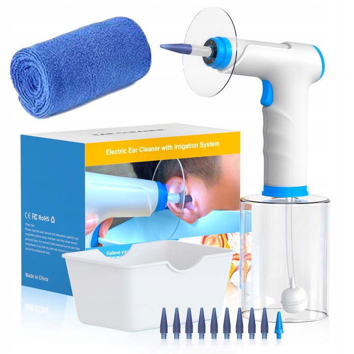IRYGATOR DO CZYSZCZENIA USZU WOSKOWINY PŁUKANIE LED BEZPRZEWODOWY ZESTAW