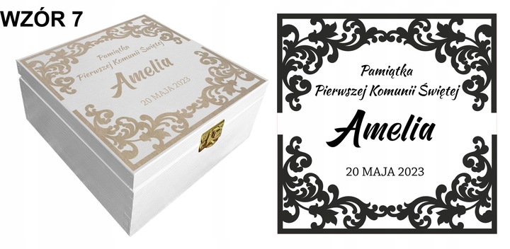 Prezent pudełko komunia białe grawer pamiątka imię Pamiątka Komunijna