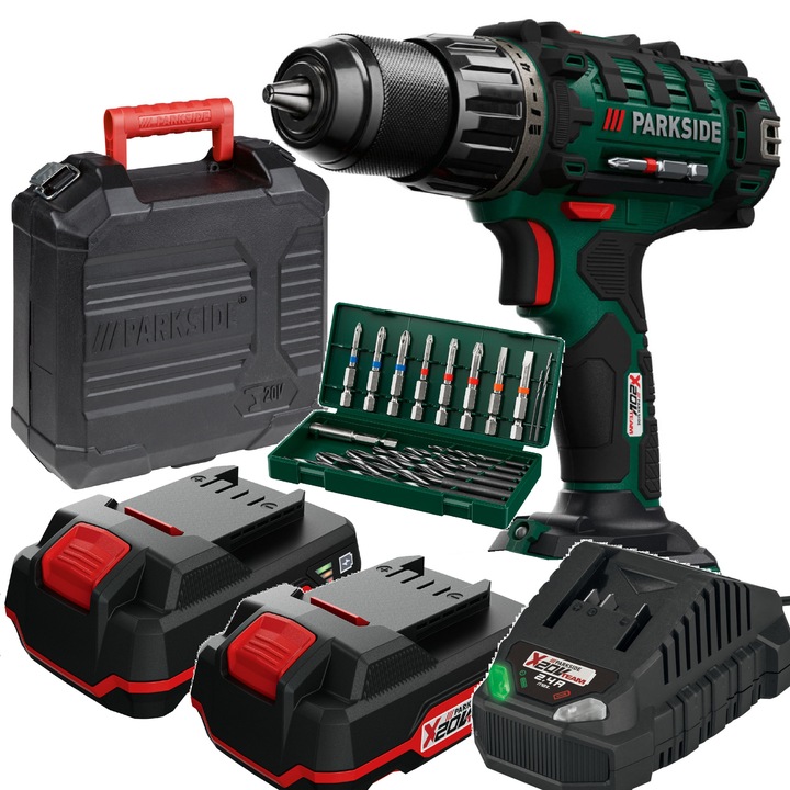 Wkrętarka PARKSIDE NOWY MODEL X20V 2 x akumulator 2Ah + ładowarka 2,4A BITY