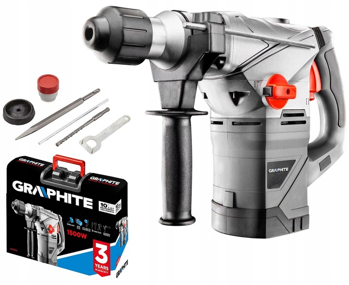 GRAPHITE MŁOT UDAROWY SDS+ 1500W 58G862 4,5J WALIZKA OSPRZĘT DŁUTO