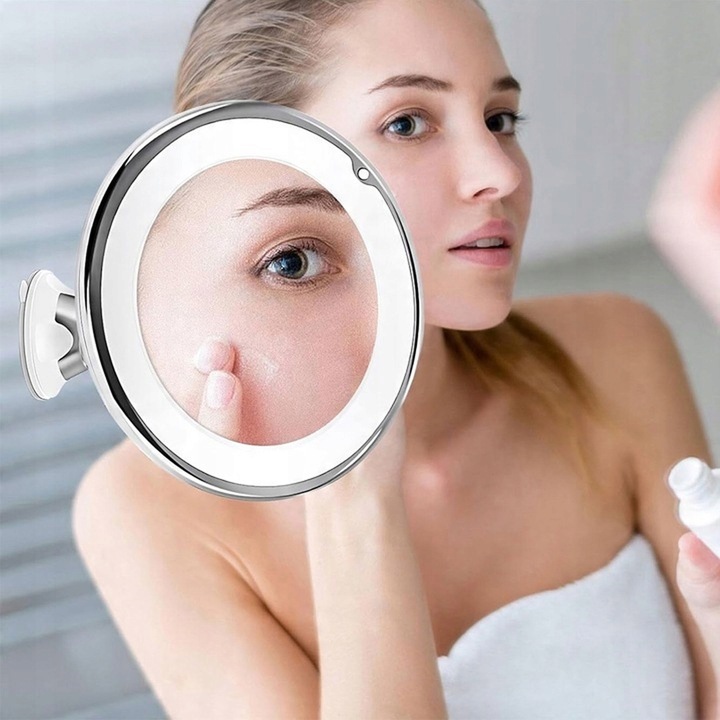 Lusterko kosmetyczne STRADO do makijażu powiększające x10 podświetlane