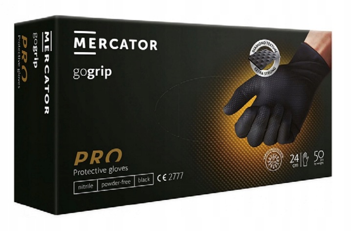 Rękawice Nitrylowe Mercator GOGRIP BLACK Czarne a50 XXL
