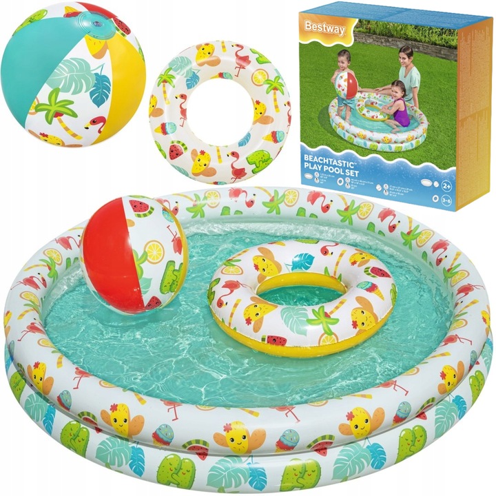 BRODZIK DMUCHANY BASENIK DZIECIĘCY ZESTAW BASEN KOŁO PIŁKA BESTWAY 51124