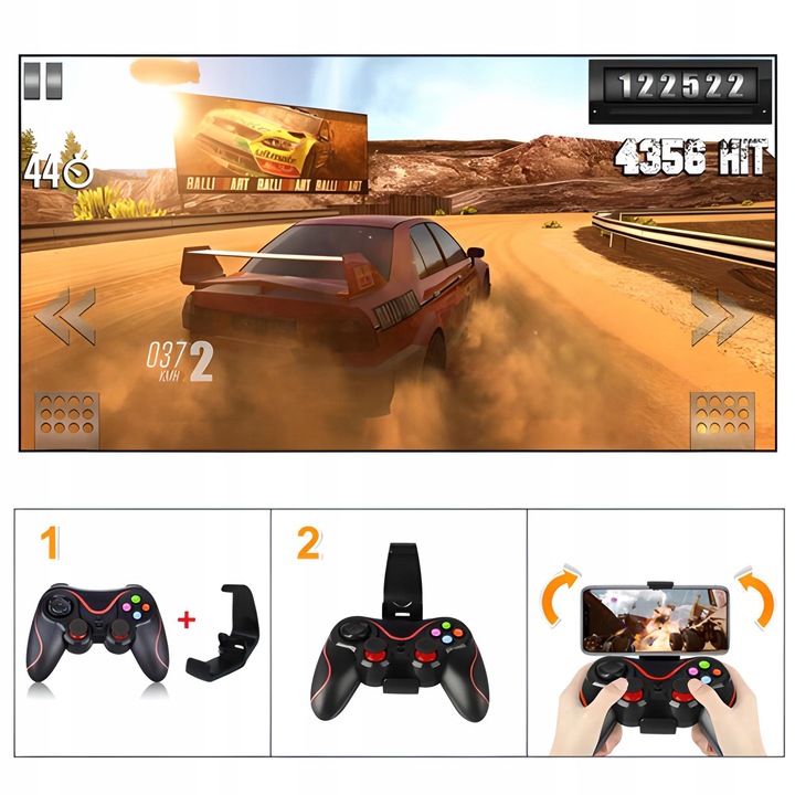 BEZPRZEWODOWY GAMEPAD PAD DO TELEFONU ANDROID PC iOS KONTROLER Z UCHWYTEM