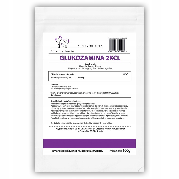 GLUKOZAMINA 2KCL 1000mg 100 KAPSUŁEK STAWY MOCNA