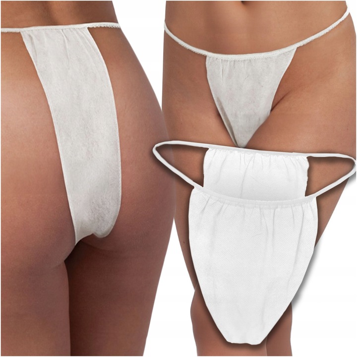 Majtki jednorazowe BIAŁE stringi do masażu 100szt bielizna do zabiegów