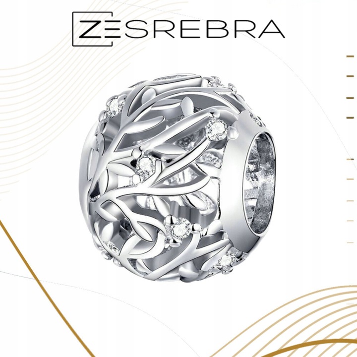 CHARMS GAŁĄZKI srebro 925 listki srebrne zawieszka koralik charmsy pr. S925