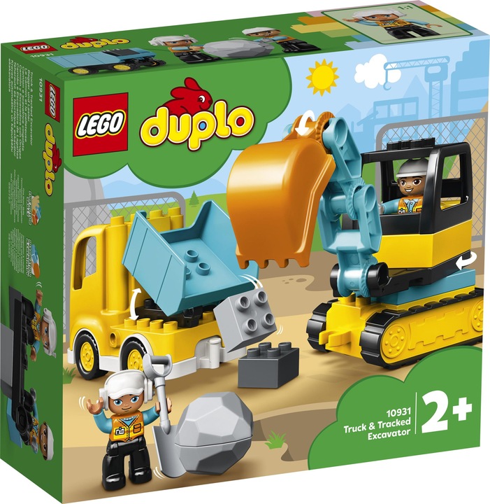 LEGO Duplo Plac Budowy Wywrotka Ciężarówka i Koparka Gąsienicowa Klocki 2+