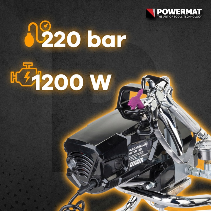 Agregat MALARSKI Pistolet Hydrodynamiczny 1200W Wąż 10M 1,5 L/min 220 BAR
