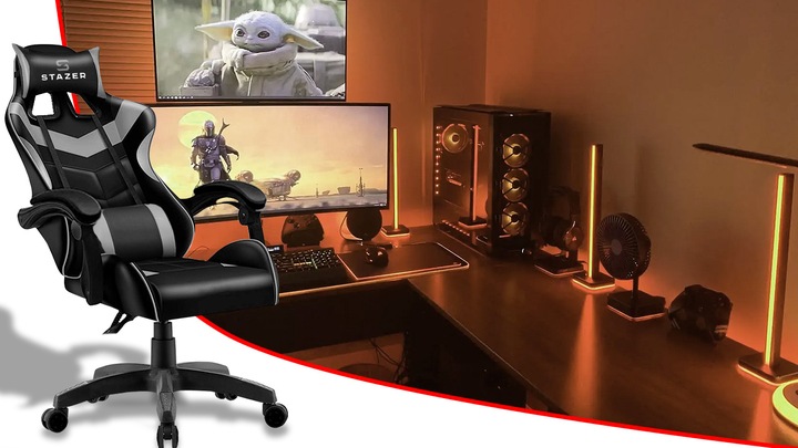 FOTEL KUBEŁKOWY OBROTOWY REGULOWANY GAMINGOWY KRZESŁO GRACZA DO KOMPUTERA