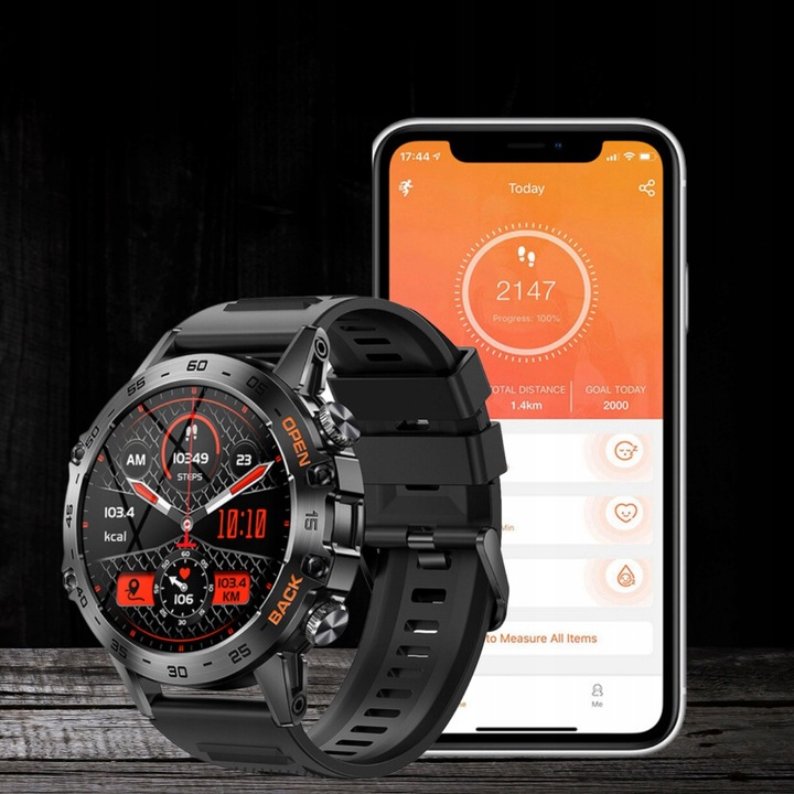 ZEGAREK SMARTWATCH MĘSKI 360x360 ROZMOWY MENU PL