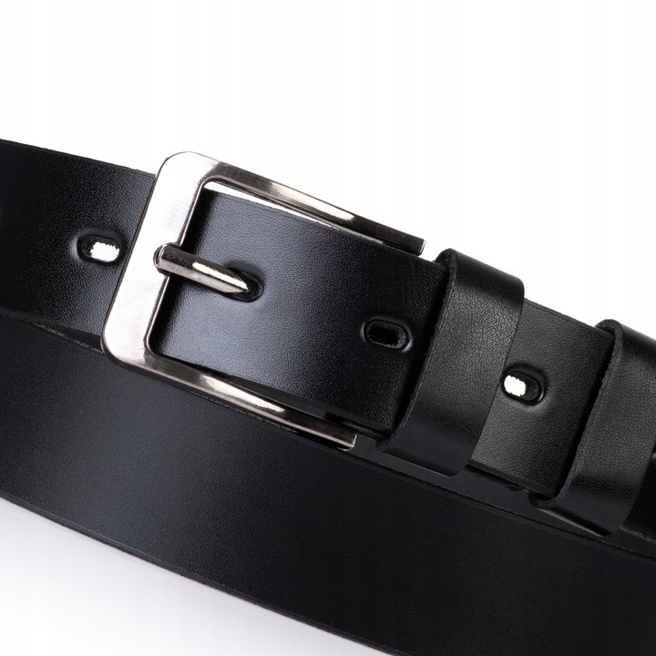 SEPHER Pasek Męski Skórzany CZARNY garnitur spodni