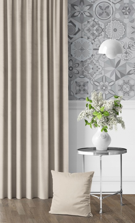 ZASŁONA WELUROWA NA TAŚMIE NA ŻABKI 140x250 KASZMIROWY BEŻOWA GRUBA