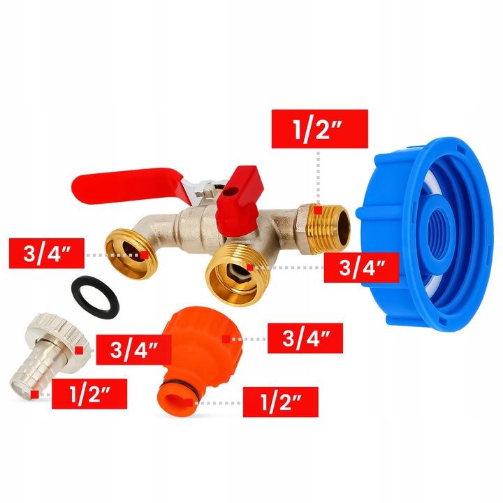 ZAWÓR MAUZERA KRAN CZERPALNY ZBIORNIKA IBC 1000l 3/4x1/2 SZYBKOZŁĄCZKA