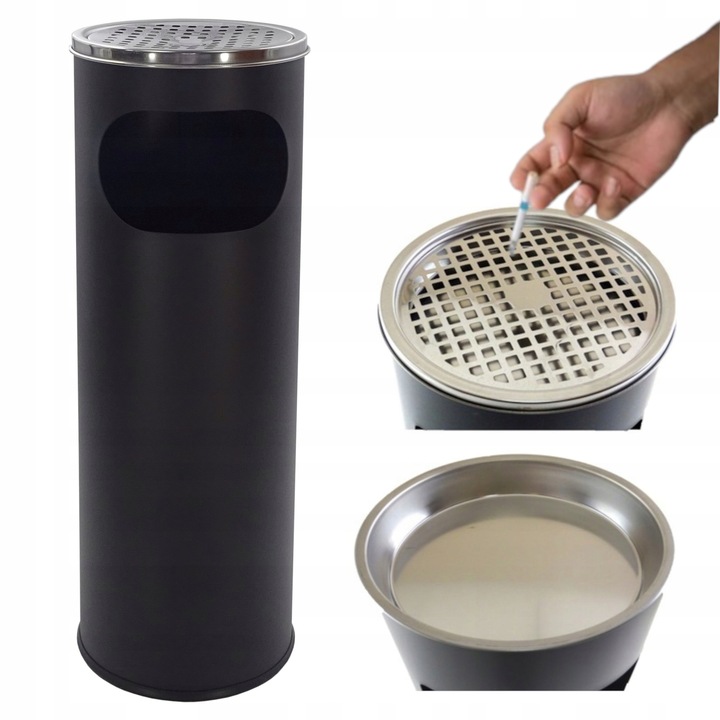 POPIELNICZKA ZEWNĘTRZNA STOJĄCA KOSZ NA ŚMIECI 12 L ŚMIETNIK POPIELNICA 2w1