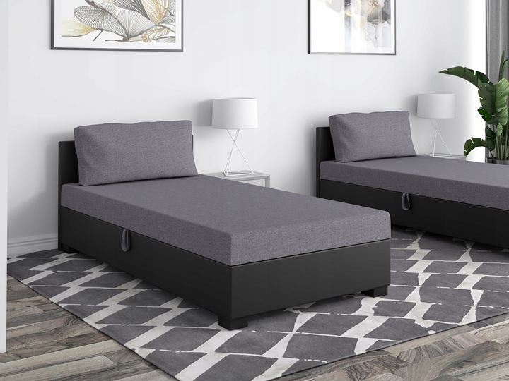 Tapczan Jednoosobowy Łóżko 80x195cm z Pojemnikiem na Pościel +
