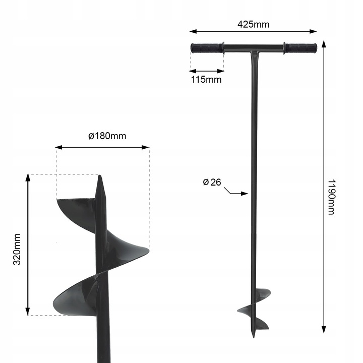 ŚWIDER RĘCZNY WIERTŁO DO GLEBY ZIEMI GRUNTU SŁUPKÓW SADZENIA DRZEW
