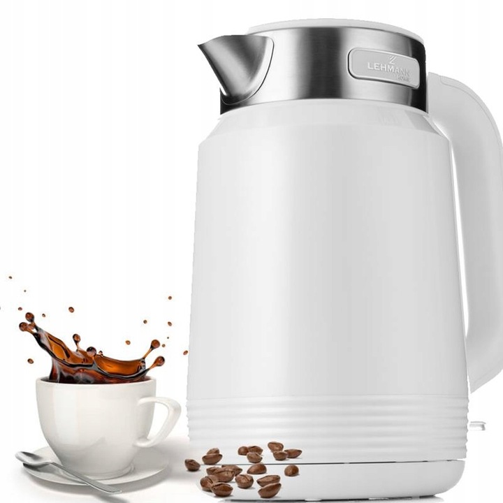 CZAJNIK ELEKTRYCZNY BEZPRZEWODOWY 2200W MOCNY BIAŁY STALOWY DUŻY 2,0L