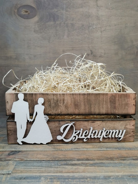 SKRZYNKA DREWNIANA PODZIĘKOWANIE OD PARY MŁODEJ DLA GOŚCI RODZICÓW DZIADKÓW