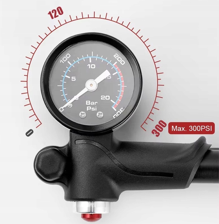 POMPKA RĘCZNA DO AMORTYZATORÓW 300PSI ALUMINIOWA + UCHWYT MANOMETR DAMPERÓW