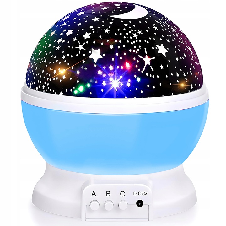 LAMPKA NOCNA PROJEKTOR GWIAZD NIEBA OBROTOWA 2w1