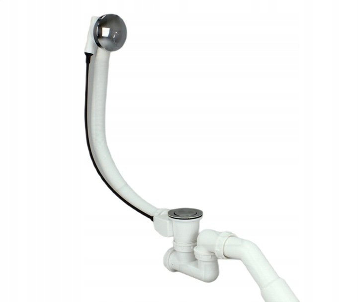 SYFON WANNOWY AUTOMATYCZNY Z POKRĘTŁEM CHROMOWANY CHROM DO WANNY