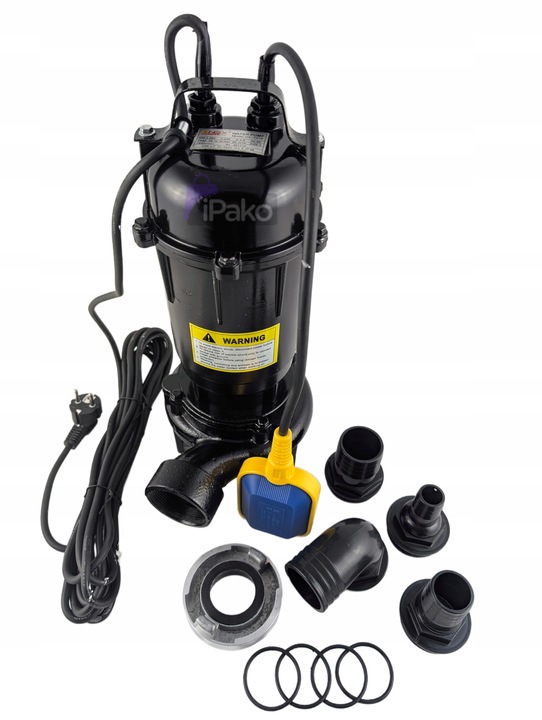 MOCNA POMPA Z PŁYWAKIEM DO WODY SZAMBA Z ROZDRABNIACZEM i NOŻEM TNACYM