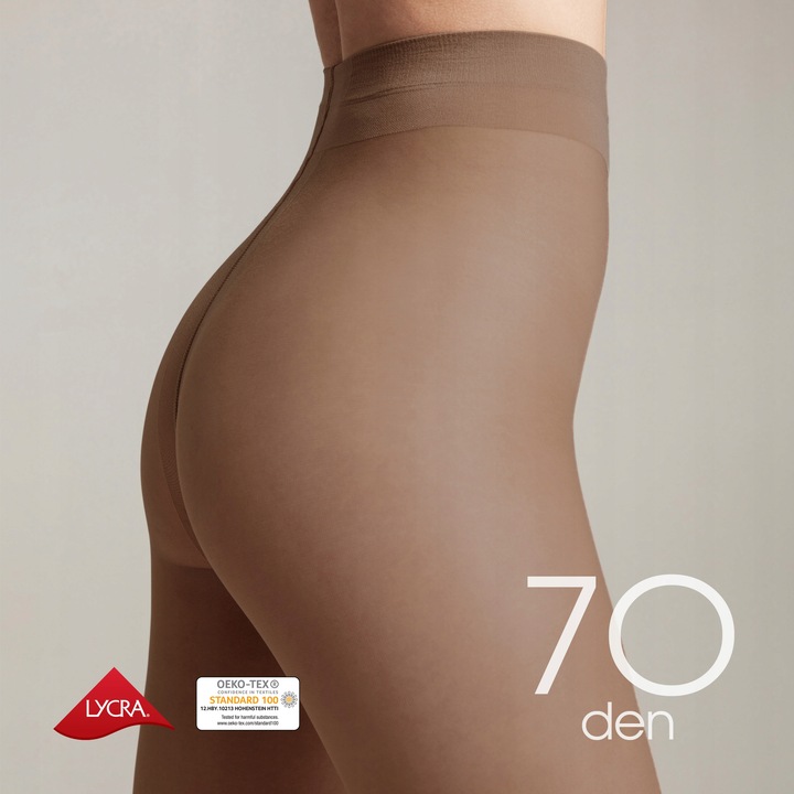 Rajstopy damskie z połyskiem Conte PRESTIGE 70 DEN grube brązowe rozmiar 3
