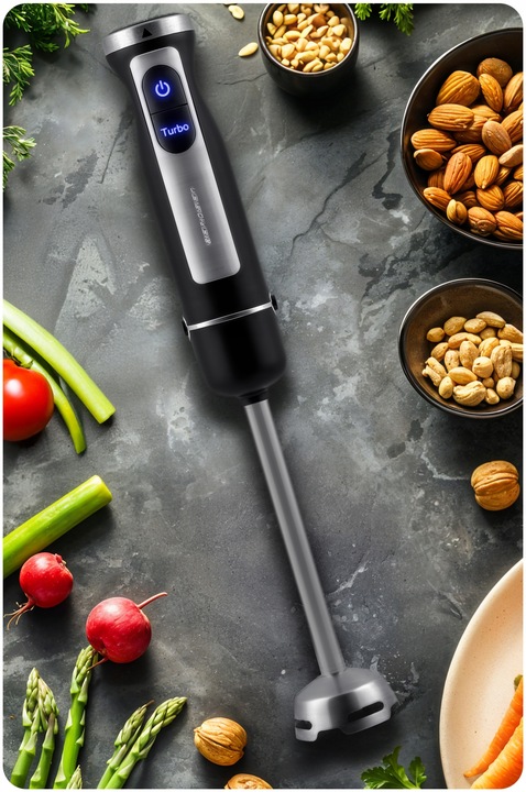 Blender ręczny 1500W czarny Berdsen tytanowe ostrza wielofunkcyjny 5w1