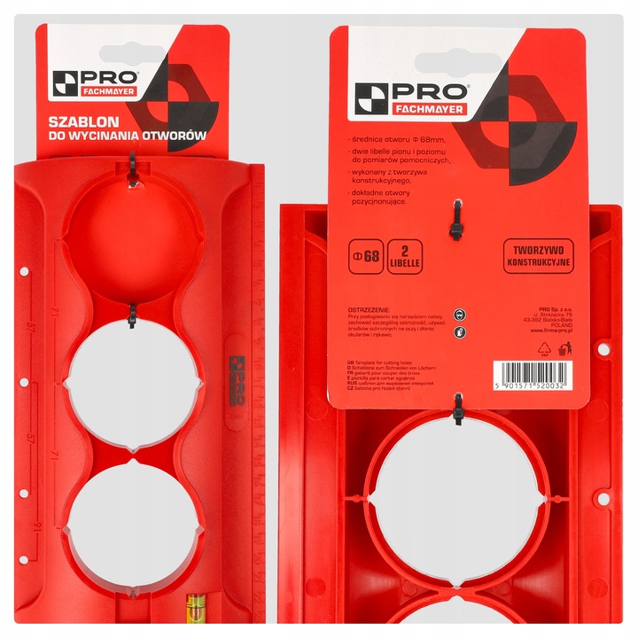 WZORNIK SZABLON DO WYCINANIA WYMIAROWANIA OTWORÓW POD PUSZKI GNIAZDEK