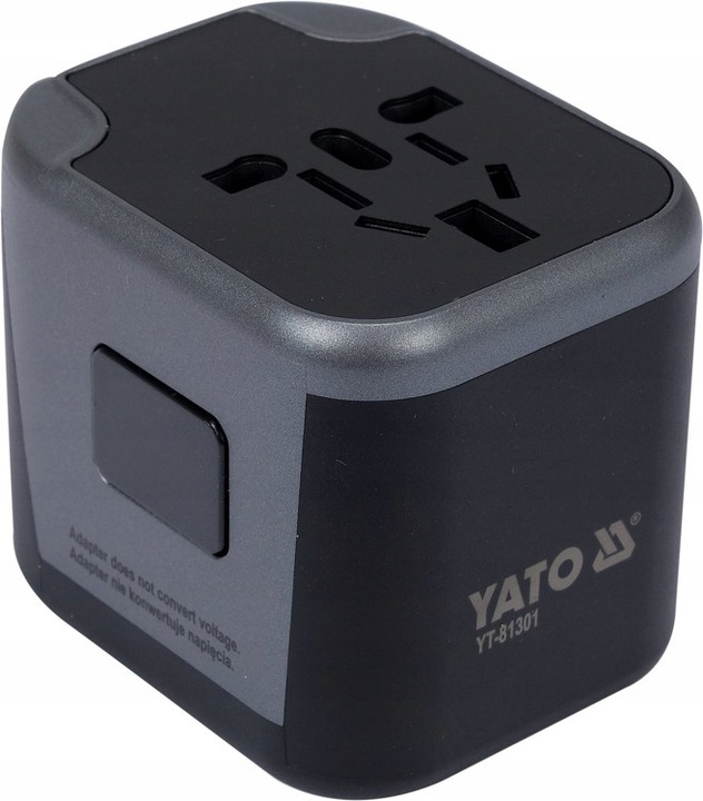 YATO ADAPTER PODRÓŻNY WTYCZKA PRZEJŚCIÓWKA Z ŁADOWARKĄ 2XUSB USA UK EU