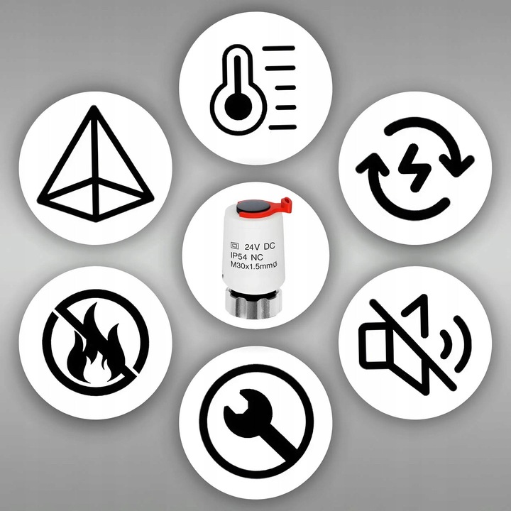 SIŁOWNIK TERMOELEKTRYCZNY DO ROZDZIELACZA ZAWORU M30 x 1.5 24V DC 2