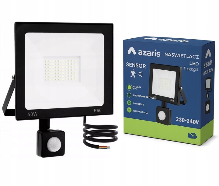 MOCNA LAMPA LED Z CZUJNIKIEM RUCHU I ZMIERZCHU 50W ZEWNĘTRZNA NAD