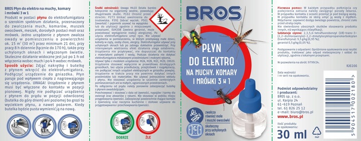 BROS Płyn do elektrofumigatora owadobójczego, muchy, komary, mrówki
