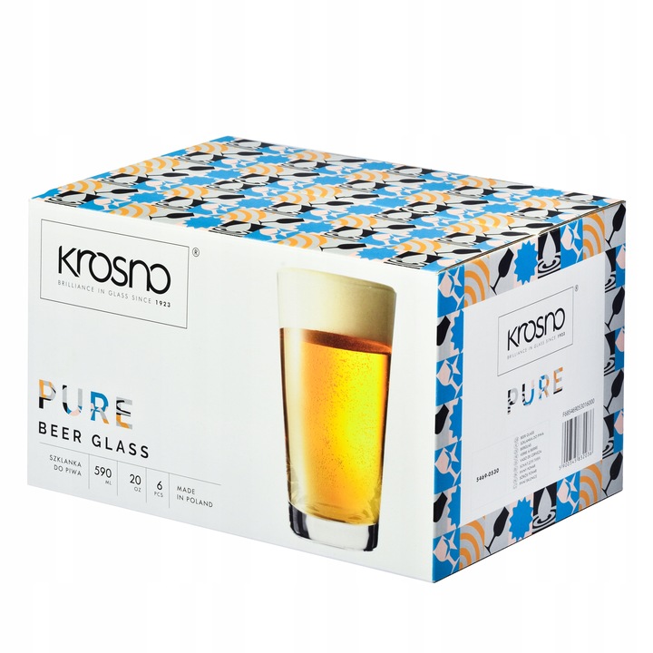 Szklanki do piwa Pure KROSNO 6x 590ml kufle