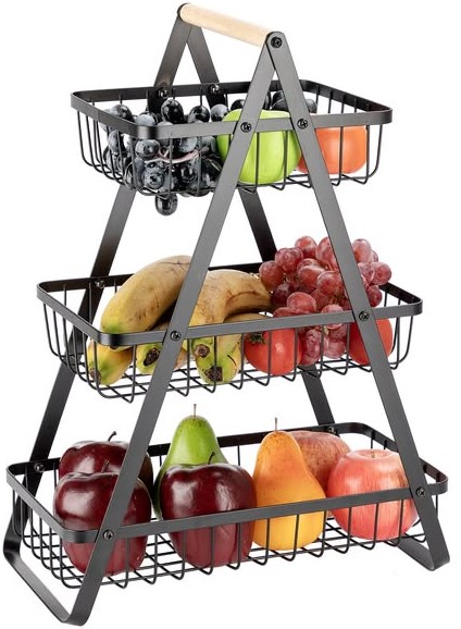 Koszyk TRZYPOZIOMOWY 3 piętrowy na owoce warzywa metalowy czarny Z