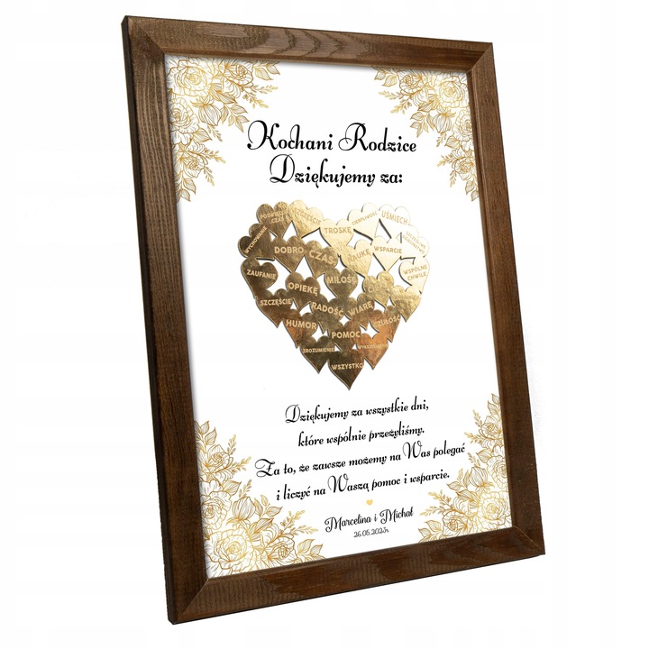 PODZIĘKOWANIE DLA RODZICÓW DZIADKÓW BABCI DZIADKA MAMY ŚLUB SERCE 3D RAMKA