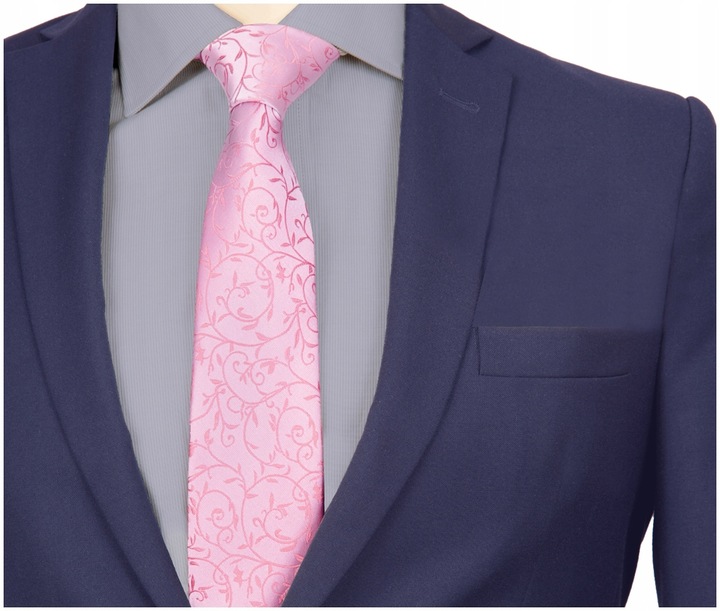 ŻAKARDOWY KRAWAT + POSZETKA Wypustka Męska do Garnituru Mikrofibra