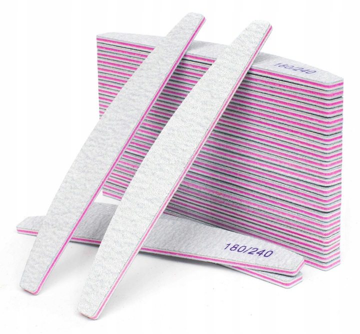 100 x Pilnik do Paznokci Łódka Zebra 180/240