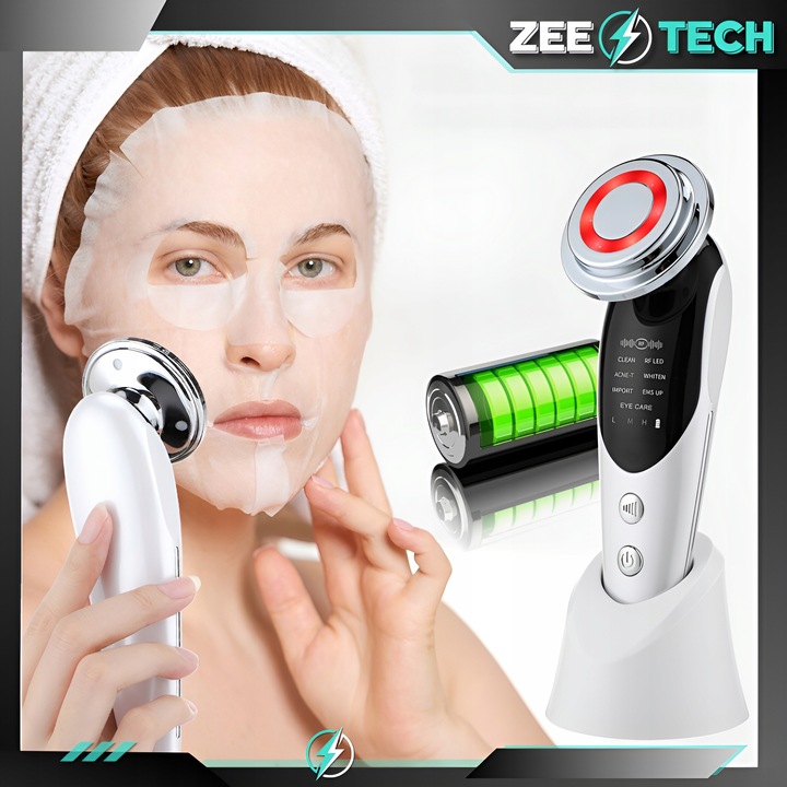 MEZOTERAPIA BEZIGŁOWA 7w1 MASAŻER DO TWARZY ELEKTRYCZNY EMS LIFTING LED