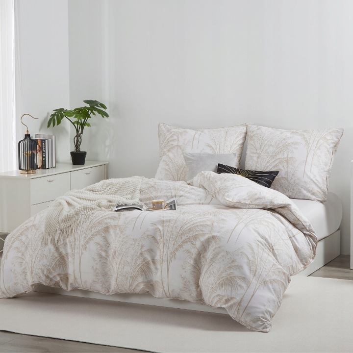 JASNA POŚCIEL 220x200cm + 2 POSZEWKI ELEGANCKA Z LAMÓWKĄ 100% BAWEŁNA