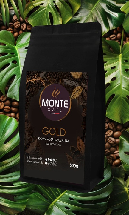 KAWA ROZPUSZCZALNA DO DOMU FIRMY GOLD 500G MONTE CAFE LIOFILIZOWANA 0,5 KG